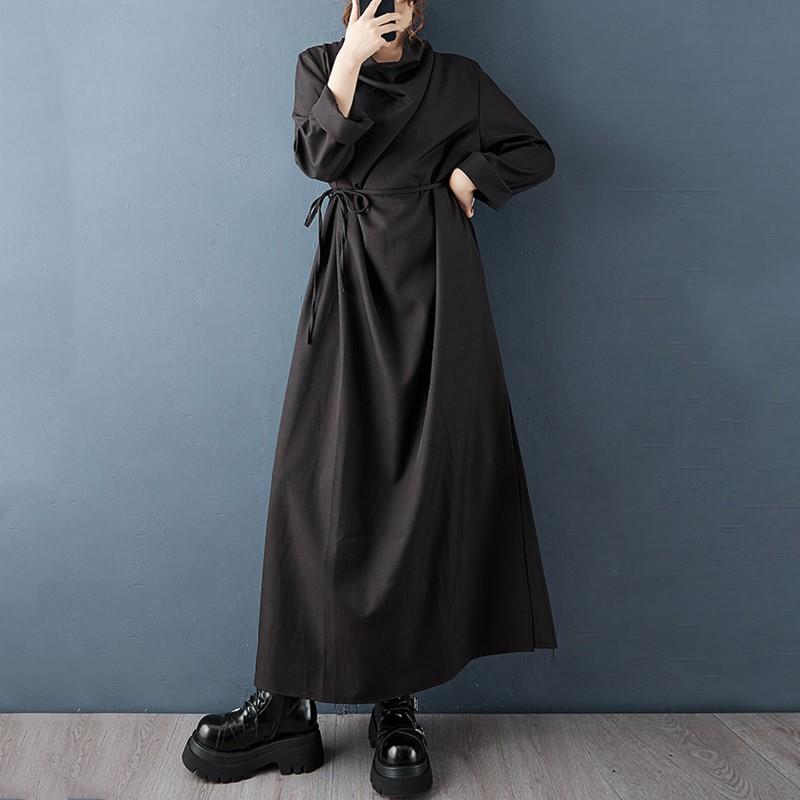 Langärmeliges Übergrößen-Baumwoll-Vintage-Neu in Kleider für Frauen Frühling Herbst lässiges lockeres Kleid