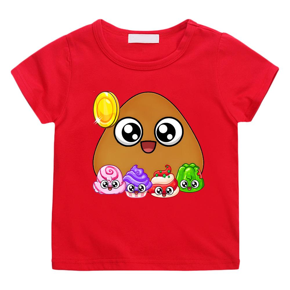 

Игра с виртуальным питомцем POU Кавайный Принт Аниме Футболки Мультяшный Манга Кавайный Хлопок Короткий Рукав Мальчики/Девочки Футболка Подростки Стритвир 100 красный