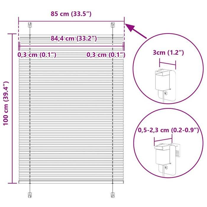 VidaXL Store plissé vert pétrole 85x100 cm largeur du tissu 84,4 cm, store plissé de fenêtre, store accordéon, store plissé 4015378