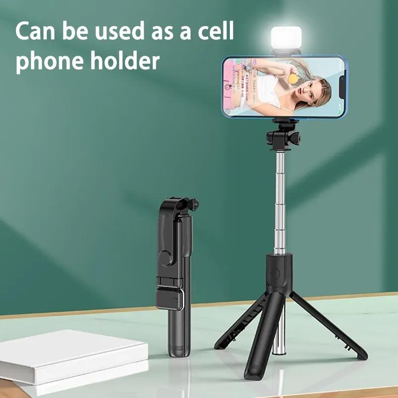 Monopod Remote Shutter Fill Light for iPhone Samsung Xiaomi Phone Holder Mini Tripod Wireless Bluetooth Selfie Stick