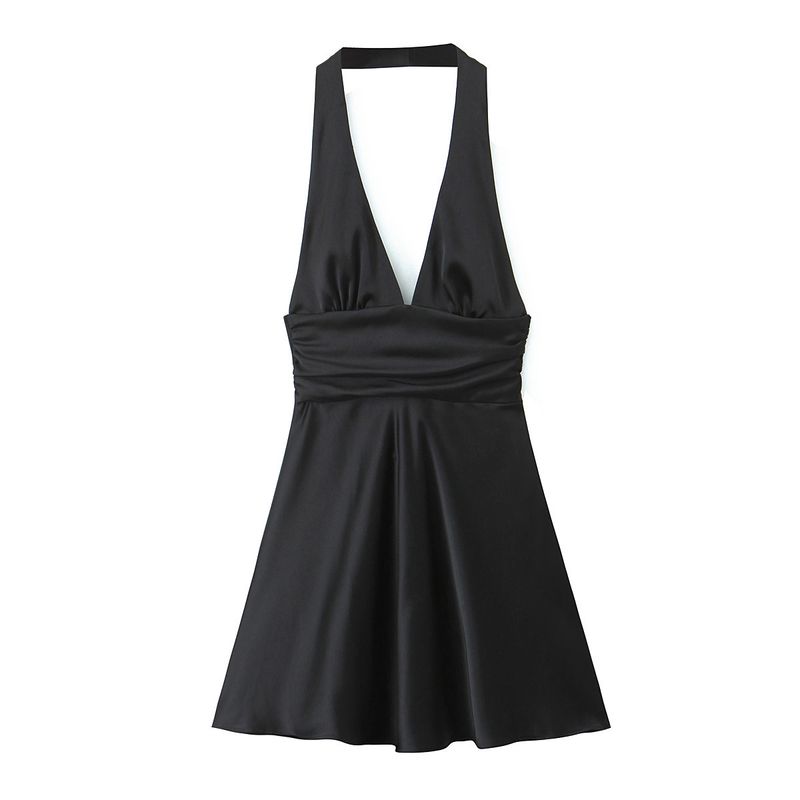 

Kaslead New Arrival Women s Clothing Fashion Style Fashion Silk Satin Sling Dress 2822381 Black L