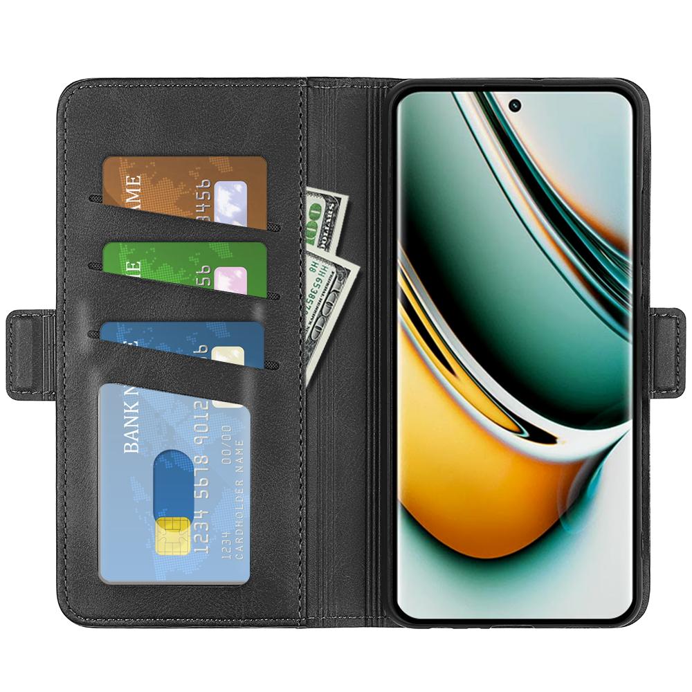 

For Realme 11 Pro 5G/11 Pro+ 5G PU Leather Calf Texture Wallet Phone Case Stand Shockproof Cover Black