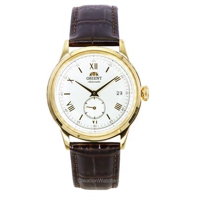 Bambino Versão 2 Segundos Pequenos Pulseira de Couro Mostrador Prateado Automático RA-AP0106S Relógio Masculino