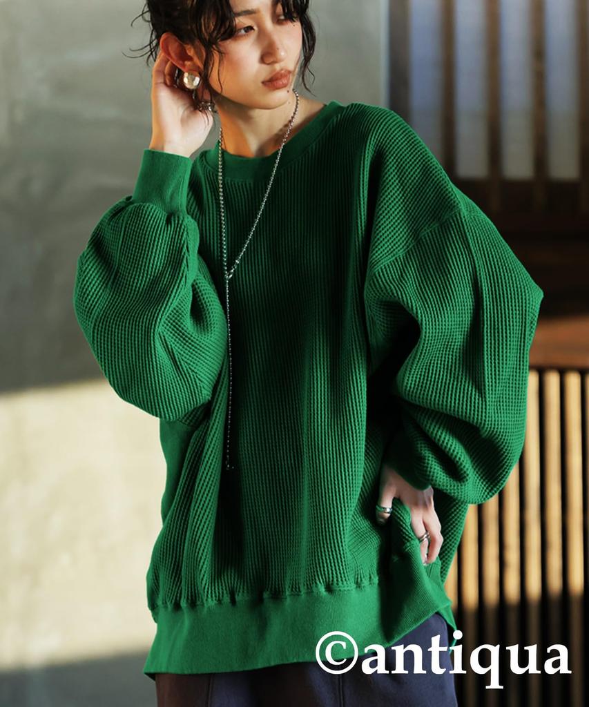 antiqua Side Rib Pullover Long Free Size Green Women's Sweatshirt, Sleeve, NA-00439, 30,