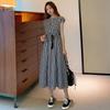 Summer Korean Style New Solid Artistic Student Waist Hugging Round Neck Loose Mid-Length Sleeveless Dress Women Dress