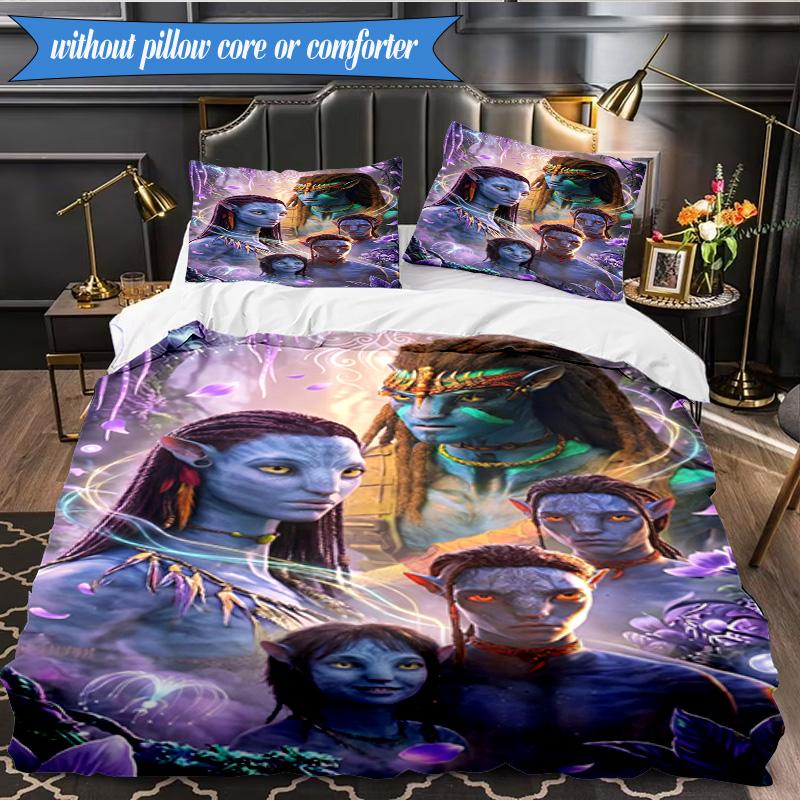 3-teiliges Ava-tar Abenteuer Bettwäsche-Set, Enthält 1 Stück Bettbezug und 2 Stück Kissenbezüge. Perfekt für Schlafzimmer, Wohnheim, Weihnachtsgeschenk für Fans
