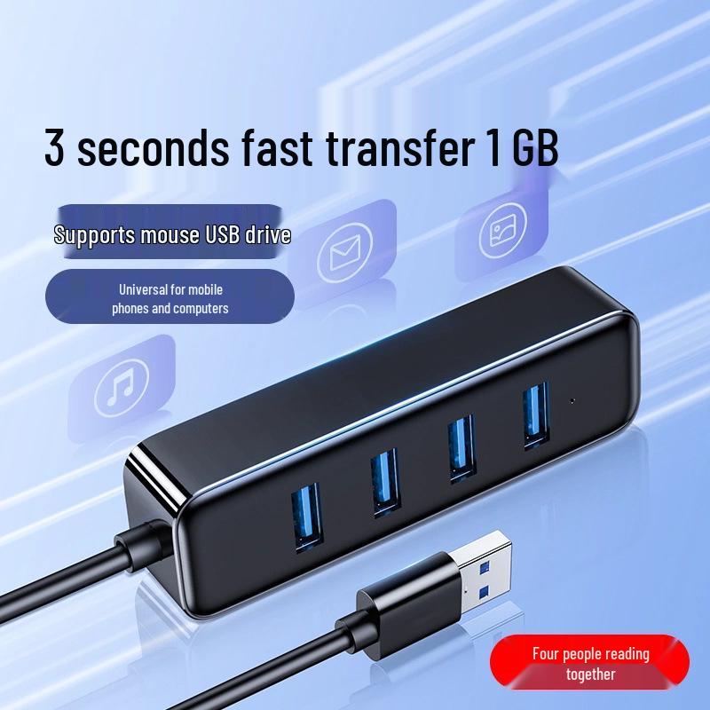 USB 4-Port Hub Extender with Long Cable for Laptop/Desktop