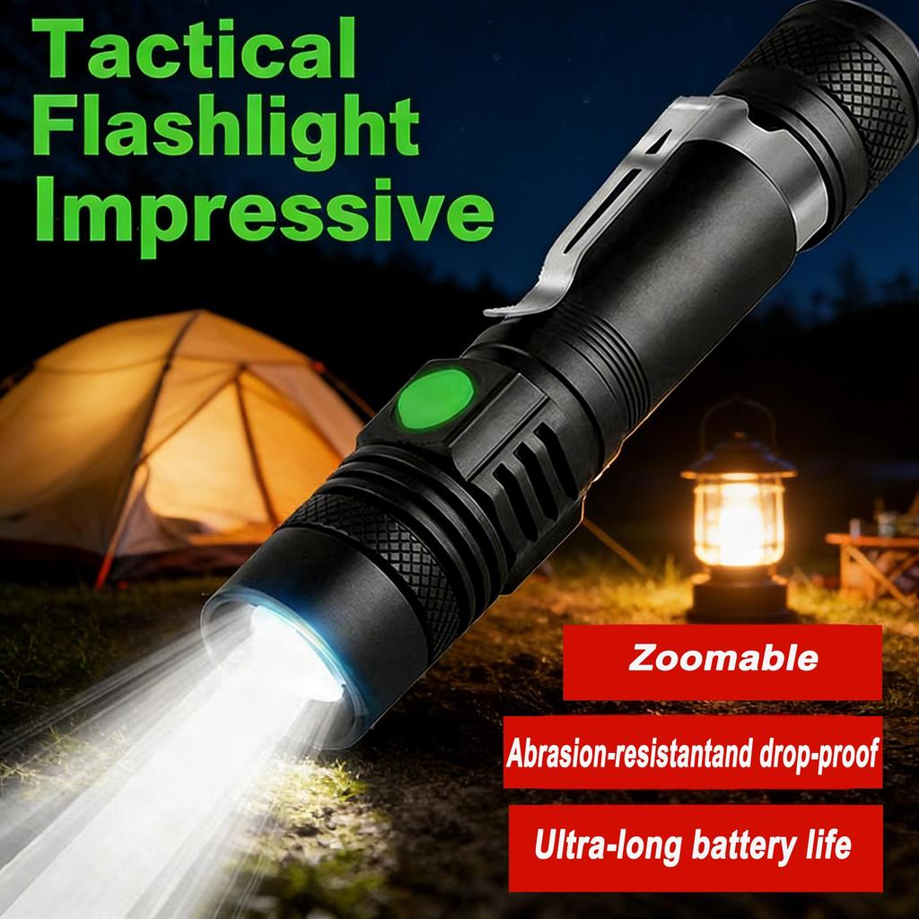 Outdoor Tactical Zoom Camping Waterproof Flash Light Aluminum Alloy Portable Torch Powerful LED Flashlight USB ReChargeable