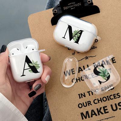 Tropical transparente 26 letras do alfabeto caso airpods para airpods 3 pro fone de ouvido sem fio caso protetor caixa carregamento escudo