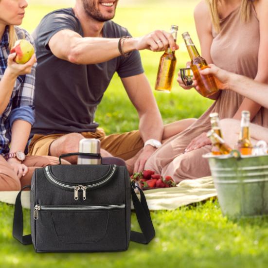 Jomddems Borsa Termica Pranzo Viola Grande 29x17x24 Cm A Prova Di Perdite | Tracolla Multi-tasca Per Ufficio E Picnic - 2