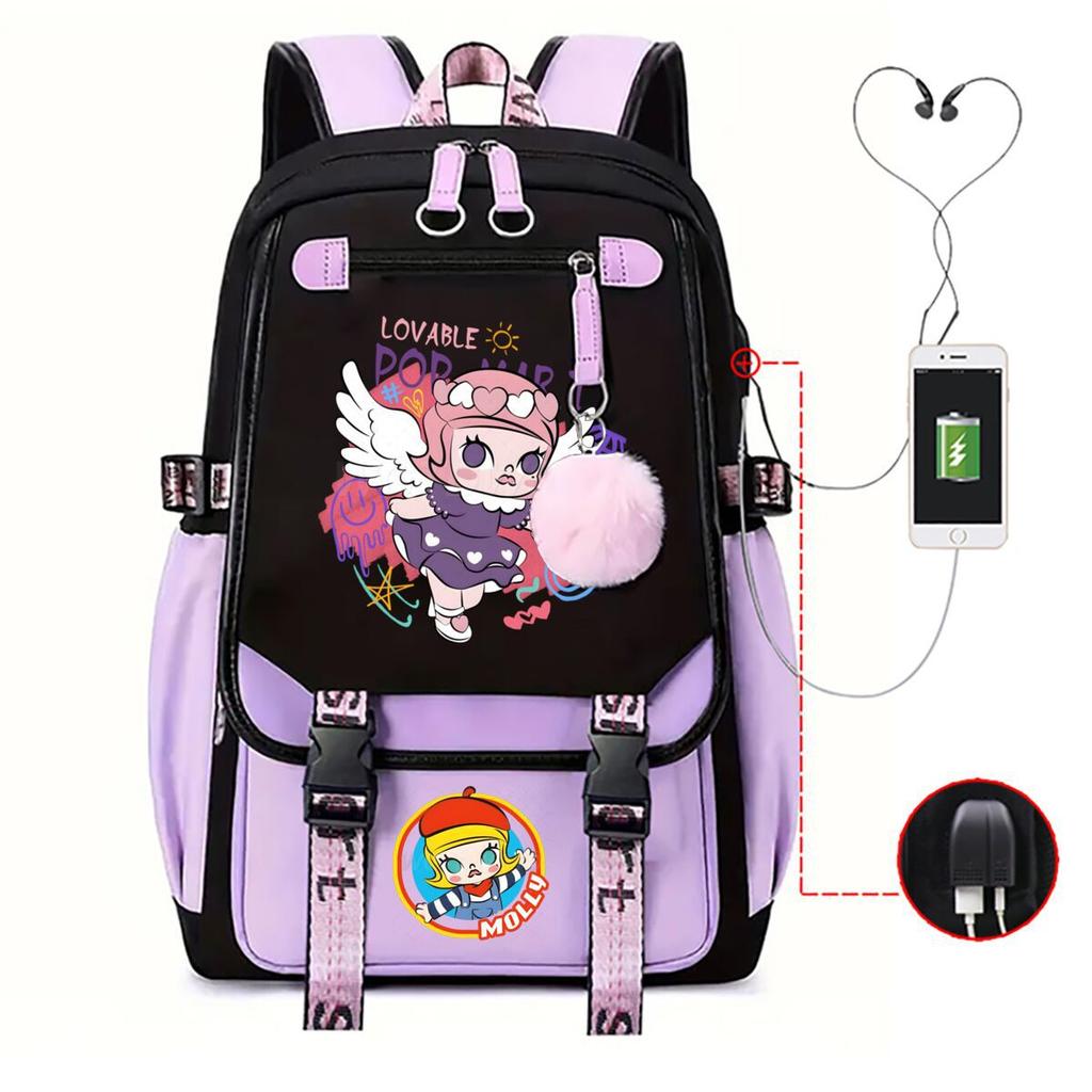 Printed fashion schoolbag college style junior high school high school students large capacity backpack