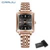 CRRJU Women Watches Creative Steel Dress Bracelet Wristwatches Ladies Square Waterproof Female Watch