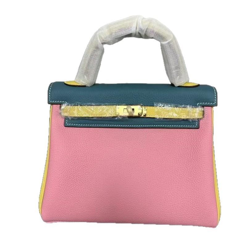 2026 neue Leder-Damenhandtasche 25CM dreifarbig zweite Generation Kelly-Tasche High-End-Gefühl tragbar vielseitig Schulter-Umhängetasche