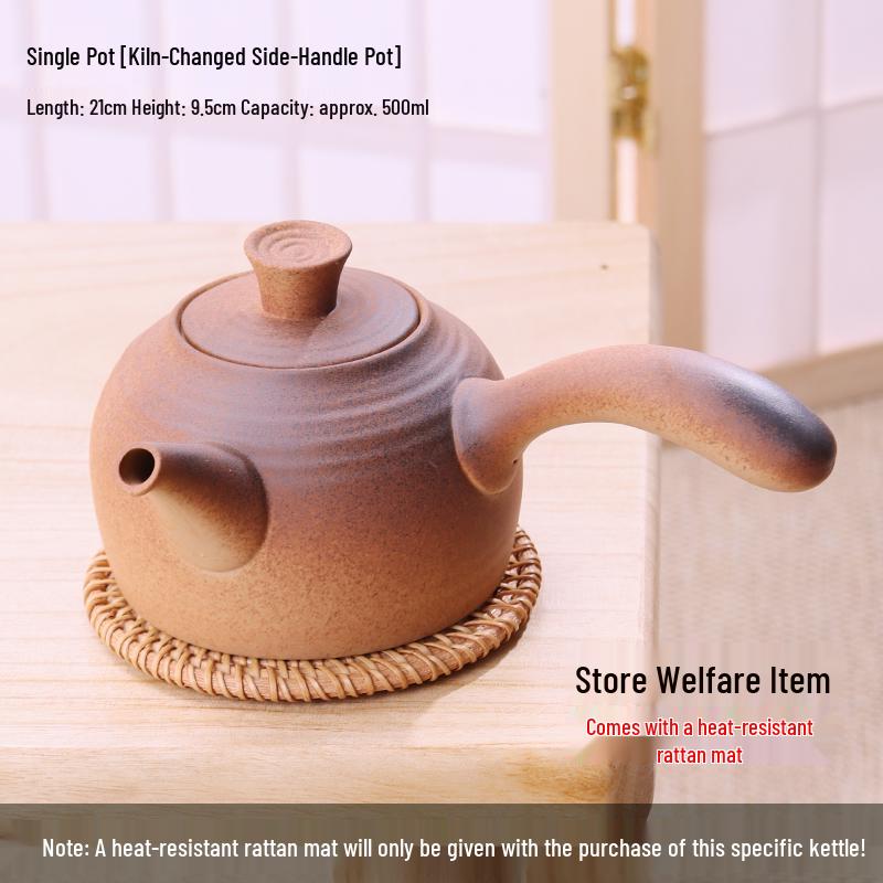 Clay Teapot with Lid and Handle for Electric or Charcoal Stove