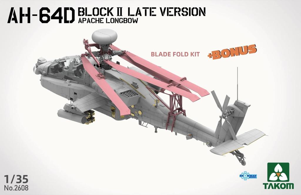 Takom Schneemann Maßstab Amerikanischer Apache Longbow Angriffshelikopter Block II Spätes Modell Plastikmodellbausatz TKO2608 1/35 AH-64D