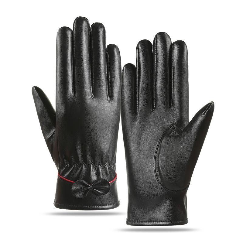 

Теплі рукавички з підкладкою з флісу, зі шкірозамінника, для сенсорних екранів, для жінок, для їзди на велосипеді на відкритому повітрі, на електровелосипеді, вітрозахисні, водонепроникні Average size