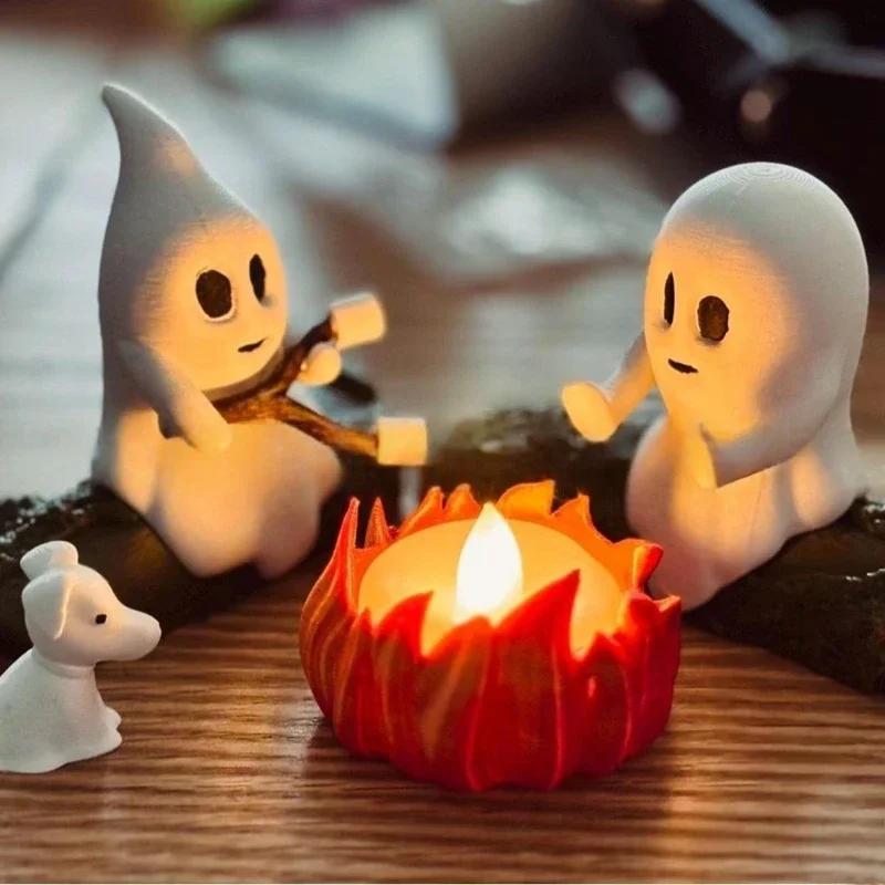 Призрачный костер 3D Настольное украшение Призрачный костер Мерцающий Ночник на Хэллоуин для Забавных Внутренних Украшений на Хэллоуин