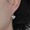 [SILVER] PUFFY HEART HOOK EARRINGS