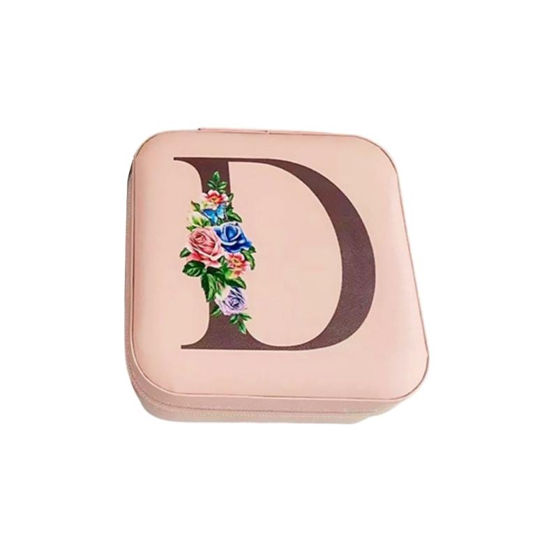 

Small Jewelry Box Perfect Travel Necklace Case Letter Pattern Small Jewelry Holder PU Texture for Storing Delicate Items