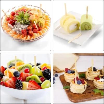 100Pcs Tableware Love Shaped Top Bamboo Disposable Fork Eco-Friendly Mini Dessert Fork Bamboo Skewers Dessert Serving