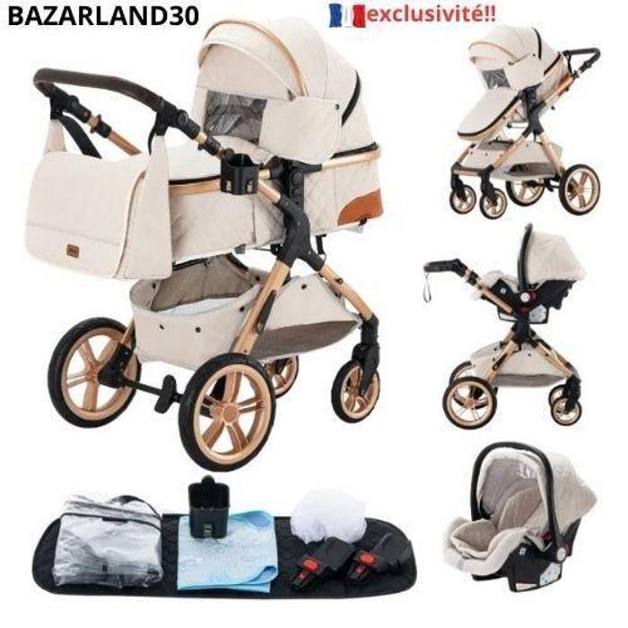 BAZARLAND30.Poussette 3 en 1 Bébé