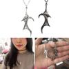 2 Pcs/Set Exquisite Bat Wing Heart Couple Necklace Heart Wing Pendant Necklace Set  Jewelry Decoration Gift for Girl Boy