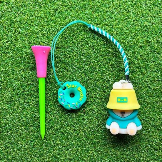 Cartoon Anti Lost Golf Tee Hanger with Tee Plastic Donut Design Golf Tee Ring with Strap Loss Prevention Golf Tee Holder for Men Women Golfers