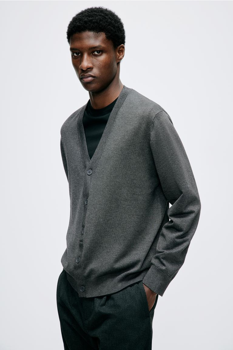 

Кардиган тонкой вязки HM Regular Fit Dark Grey S