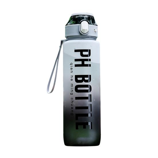1000ML Spor Su Şişesi Pipetli Sızdırmaz Zaman İşaretlemeli Sıcaklığa Dayanıklı BPA İçermeyen Degrade Su Bardağı Fitness Ofis Okul Yoga için