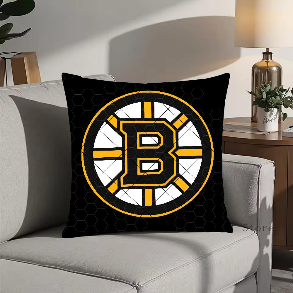 B-Boston-N B-Bruins Pillow Case Square Pillow Bedroom Sofa Leisure Comfort Cushion Car Living Room Home Decoration