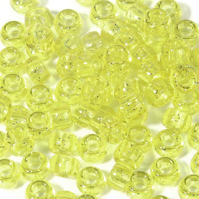 "100 Pcs Large Hole Transparent Frosted Barrel Beads - Colored Onion Powder Plastic Pony Beads for Dreadlocks and Wigs"
