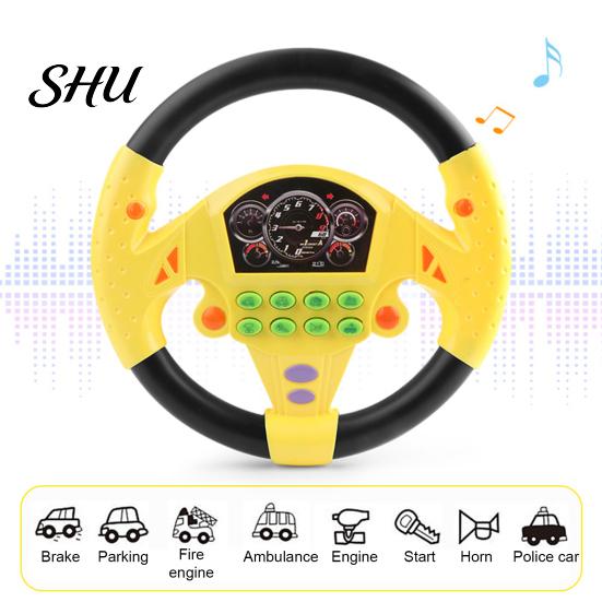 Co-pilot Steering Wheel Toy Game Preschool Rotate 360 Degrees with Sound 2 Stable Suction Cups Scene Experience Educational Auditory Cognition
