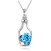Korean Style Peach Heart Rhinestone Wish Bottle Necklace with Austrian Crystal Pendant