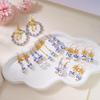 Elegant Blue and White Porcelain Bow & Tassel Earrings for Women