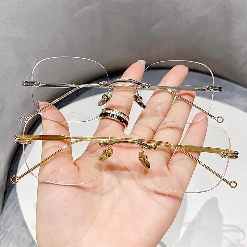 2PCS Anti Radiation Blue Light Eyeglasses Light Metal Fram Fashion Glasses Women Men