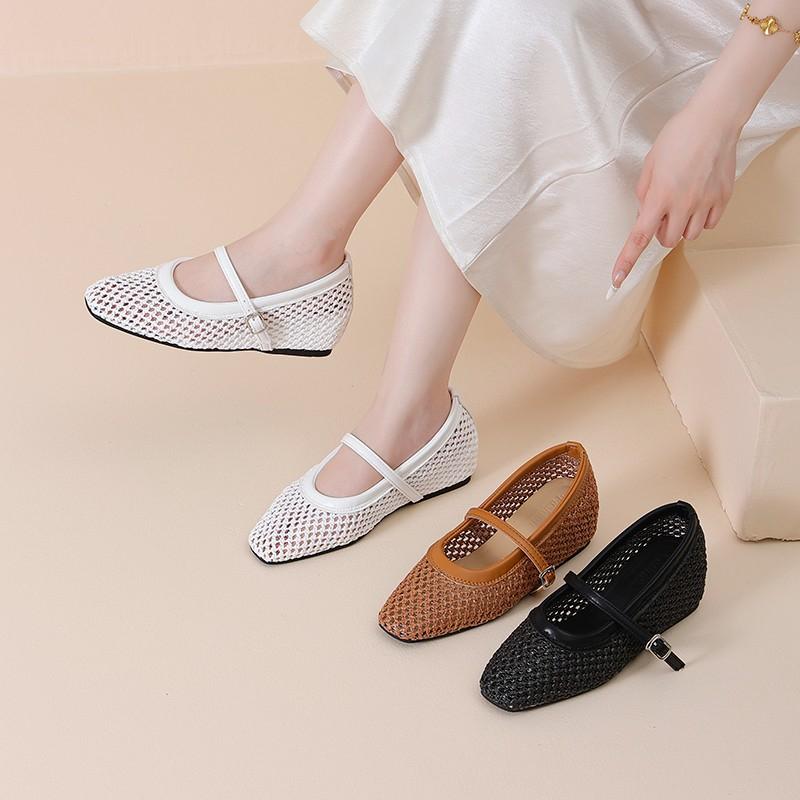 Fashion 2025 New Mesh Ballet Woven Flat Shoes Female Brand Design Mary Jane Shoes Ladies Summer Casual Shoes Comfortable Non-slip Women