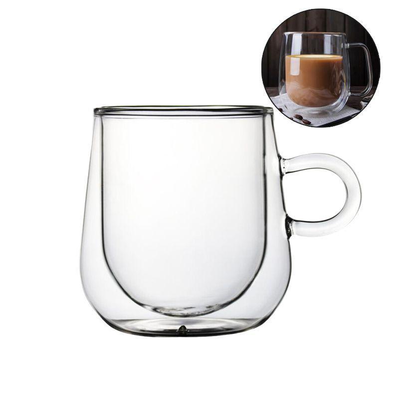 Glass Walled Double Mugs Heat Resistant Tea Milk Lemon Juice Coffee Water Cup