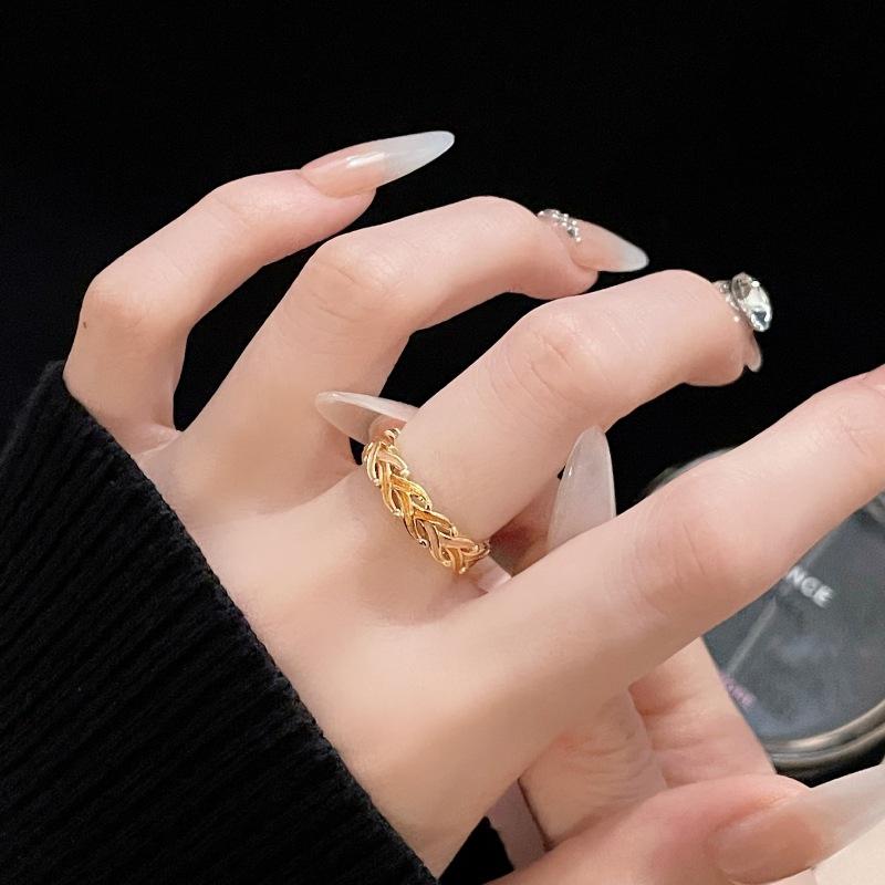 [Golden Mang Honey Language] Medieval Vintage Enamel Gold High-End Flower Opening Ring Female Light Luxury Ring