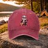 Rock Cat Electric Guitar Print Washed Baseball Cap Unisex Casual Hat for Golf Outdoor Daily Wear