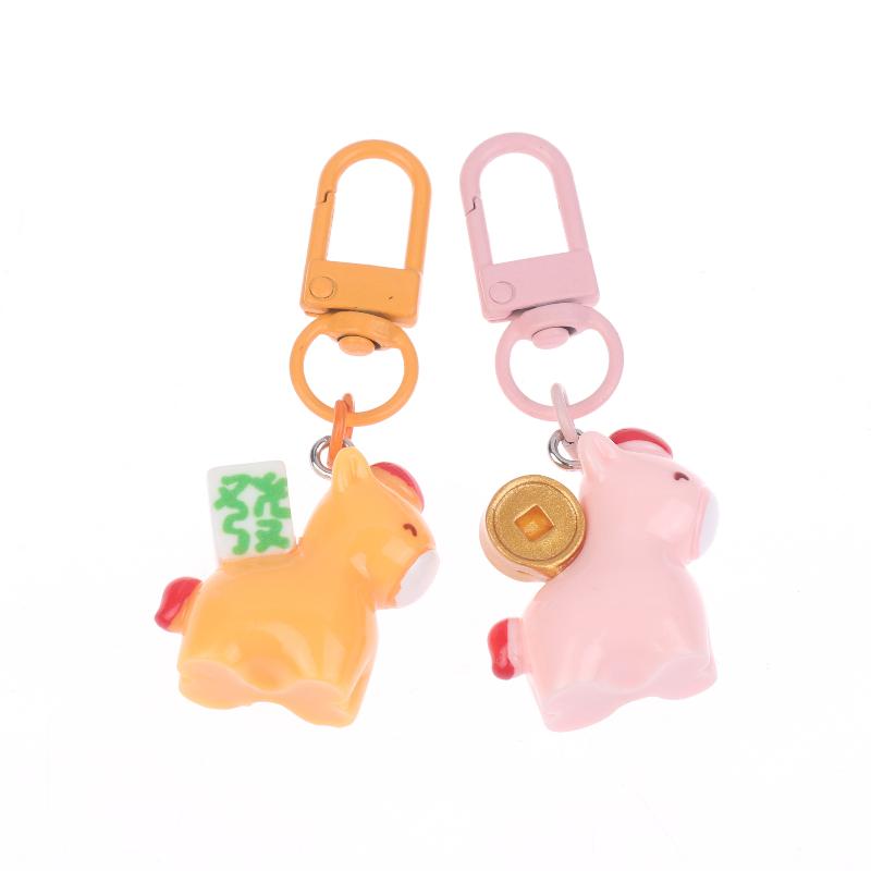 2026 Chinese  Year Mascot Horse Resin Keychain Decor Cartoon Cute Year Of The Horse Keyring Bag Pendant Gifts Accessory