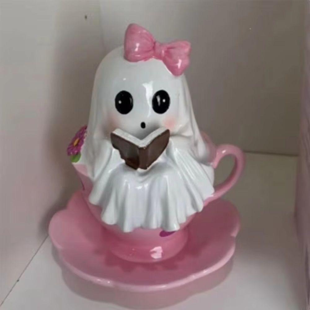Resin Resin Figurine Smooth Finish Reading Ghost Playful Ghost Statue Yard Decoration