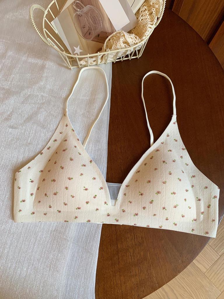 Sweet & Breathable Wire-Free Triangle Bra: Seamless, Thin Strap, Uplifting & Anti-Sagging Comfort for Women