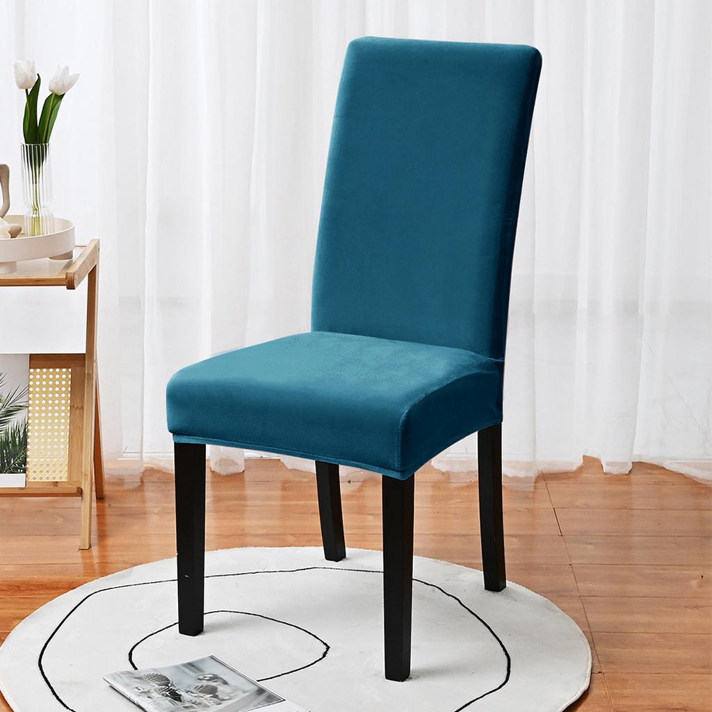 Solid Color Elastic Silver Fox Fleece Chair Cover Household Hotel Dining Table Chair Cover Velvet Chair Cover