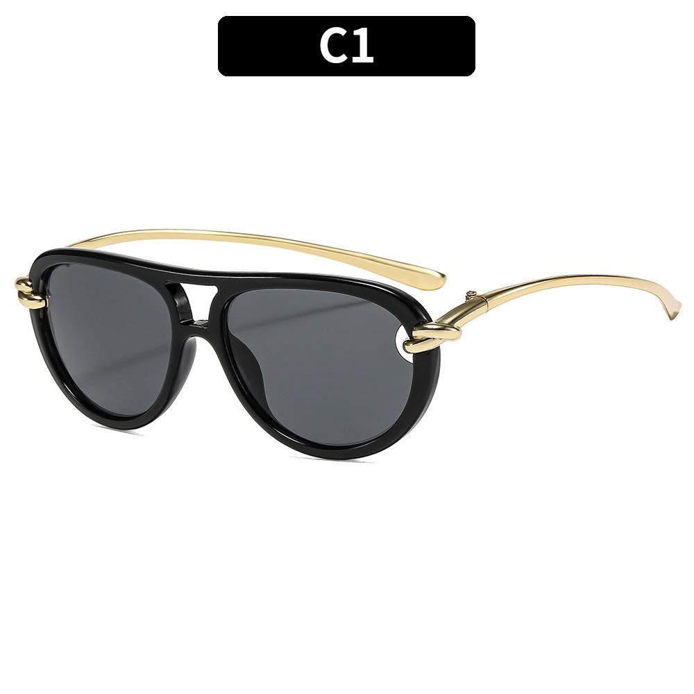 New fashion double beam toad glasses advanced sense rope knot women's personality design glasses European and American catwalk street sunglasses
