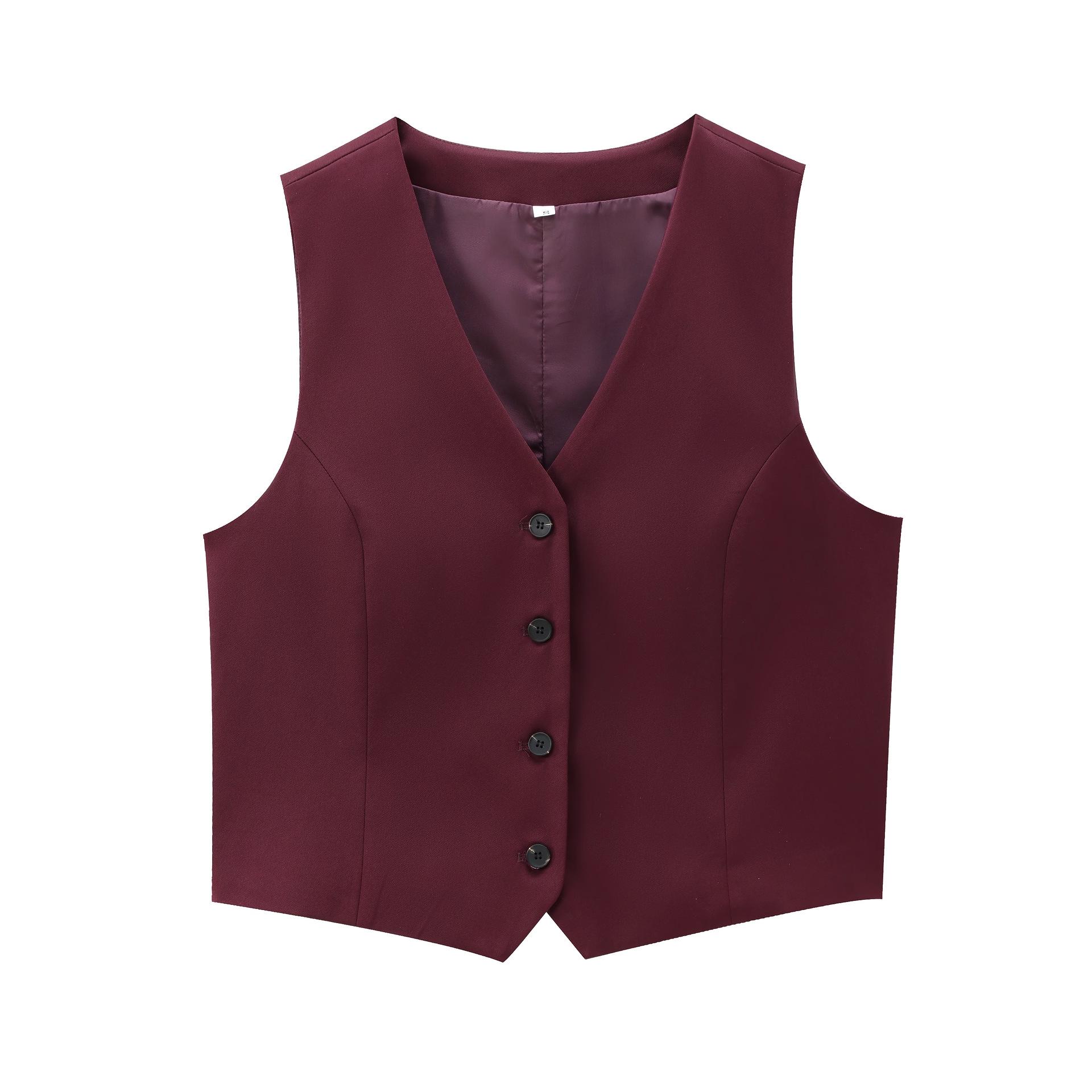 

Комплект из приталенного жилета и свободных брюк с двойными складками в европейском и американском стиле, французская мода 2025 XS