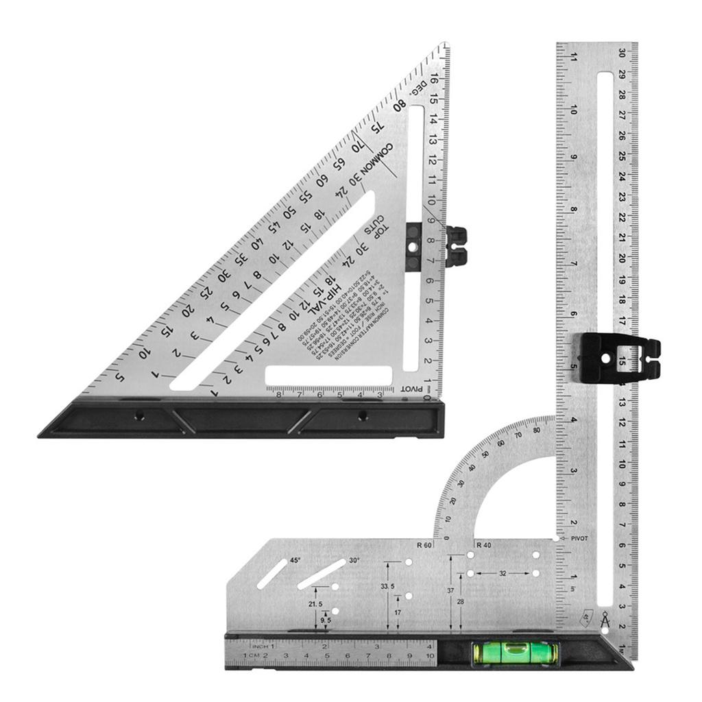 Triangle Ruler Thickening Angle Protractor Aluminum Alloy Carpenter Measurement Square Ruler Woodworking Triangle Ruler