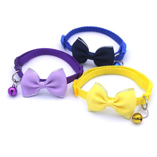 Yousheng Pet Bow Collar Solid Color Holiday Dress Up Adorable Pet Cats Bow-knot Collar with Bell for Christmas