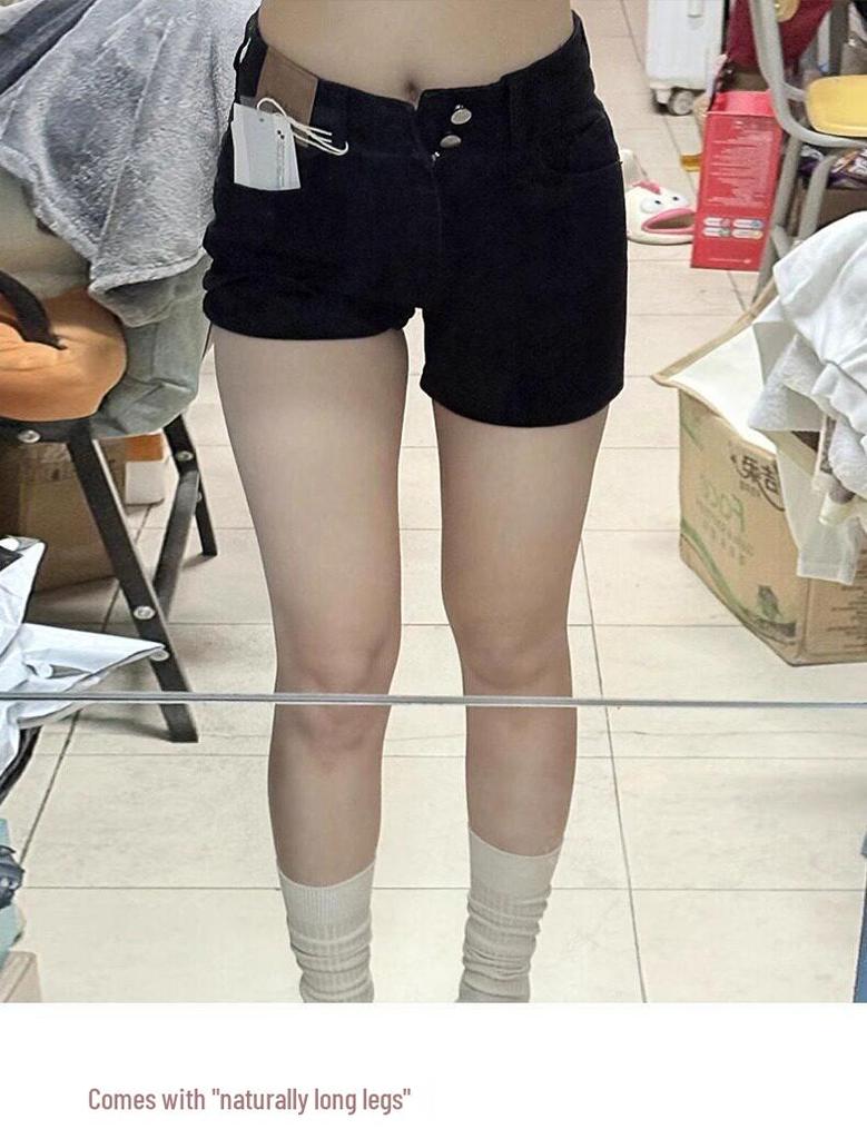 High-Waist Plus Size A-Line Denim Shorts for Pear-Shaped Women - Summer Slimming Loose Fit