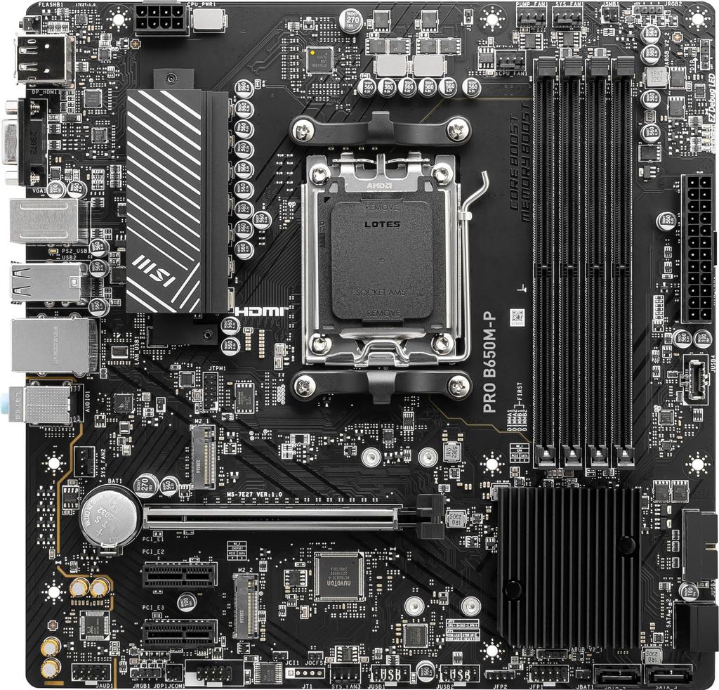 MSI Motherboard PRO AMD mit eingeschränkter Kompatibilität mit ATX, kompatibel mit AMD Ryzen-Serie MB6170 B650M-P [Ausgestattet mit B650] [Amazon-Modell] DDR5-7200 (OK)