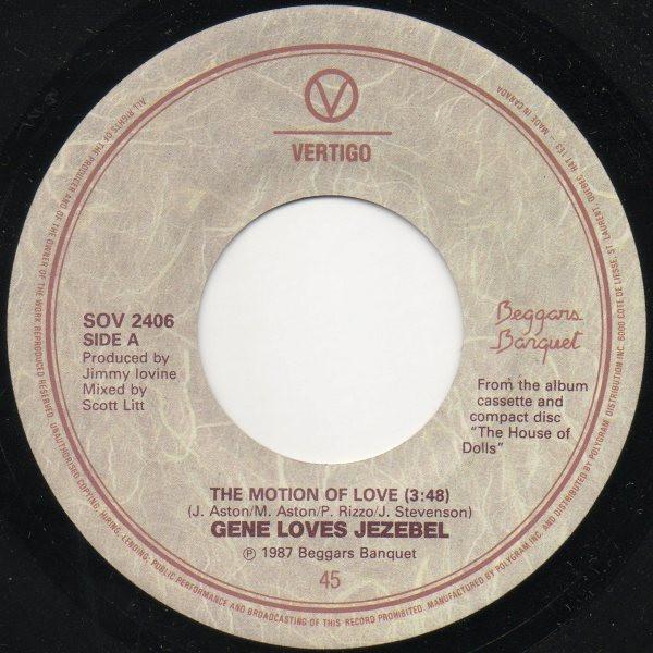 

7inch Record GENE LOVES JEZEBEL The Motion Of Love SOV2406 Vertigo 1987 Canada Rock Used